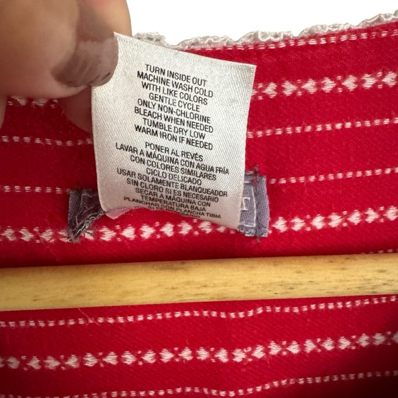 Laura Scott Red White Flannel Long Night Gown Size Large - Picture 6 of 9